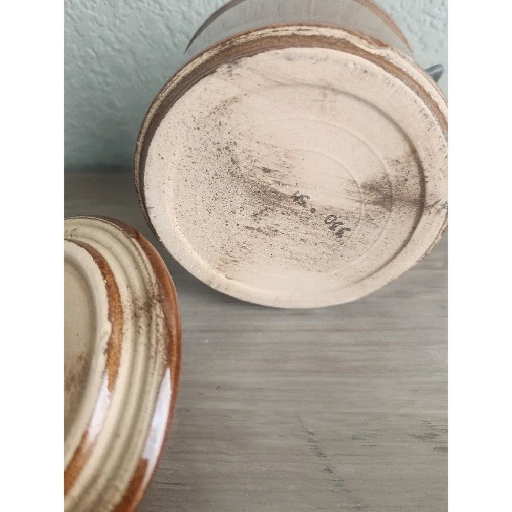 Vintage Brown Glazed Stoneware Cheese/Butter Crock with Bail Clamp Lid - 5 